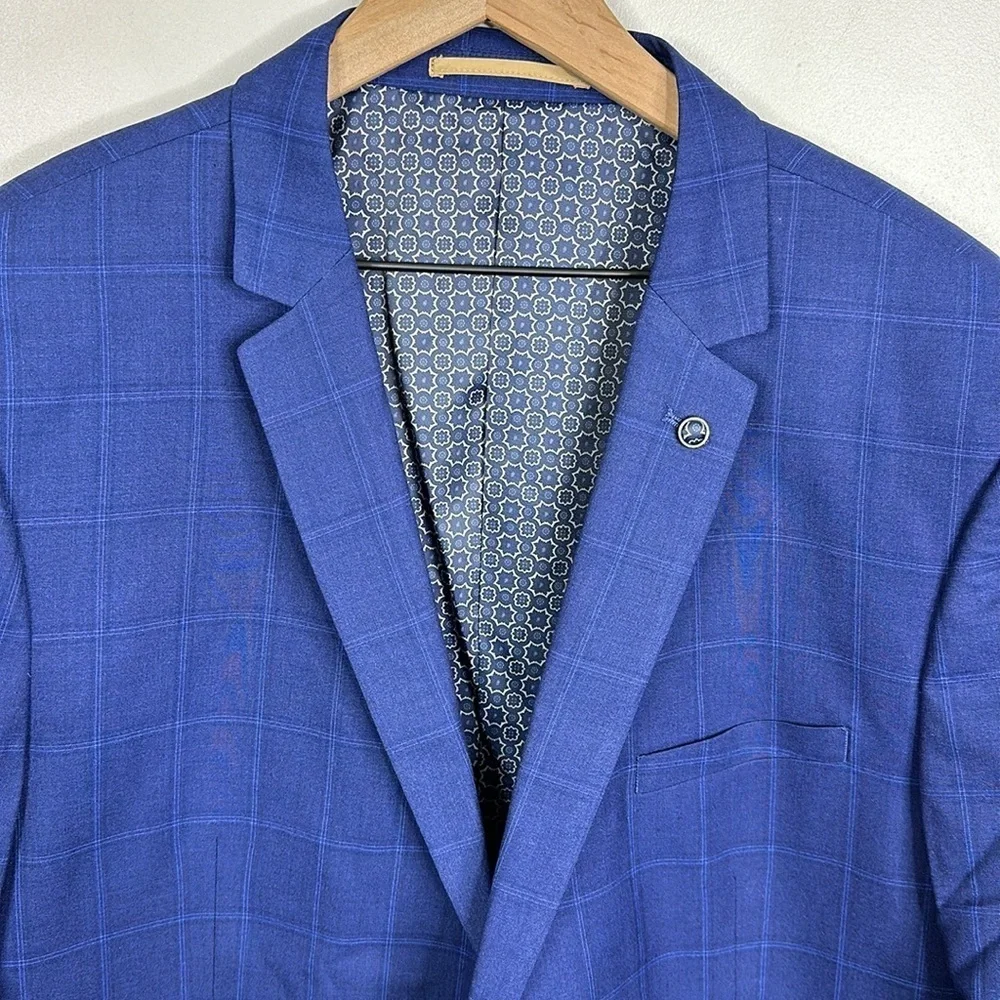 Johnny Bigg Marine Check 2B Suit Jacket Big & Tall Men's Size 48R NWT - Picture 2 of 7